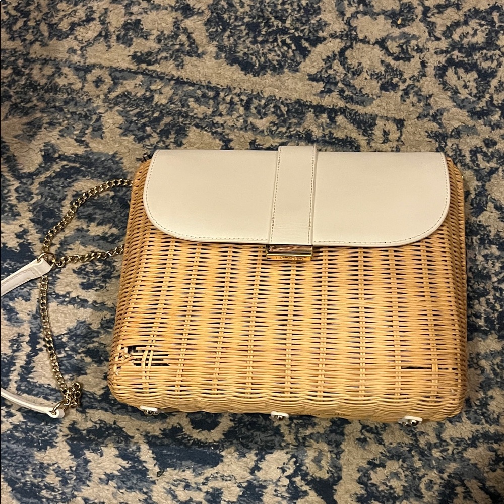 Talbots Chic Wicker and White Leather Women's Bag